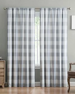 Truly Soft Everyday Buffalo Plaid Gray Drape Set Home