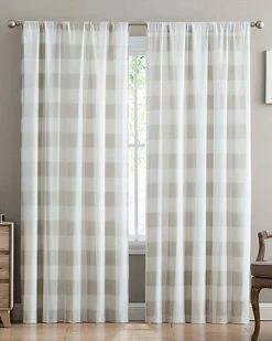 Truly Soft Everyday Buffalo Plaid Khaki Drape Set Home