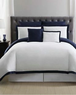 Truly Soft Everyday Hotel Border Navy 7pc Duvet Set Home