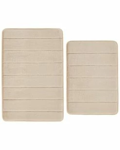 Truly Soft Solid Memory Foam Set Of 2 Bath Rug Home Tan