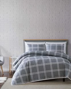 Truly Soft Leon Plaid Grey Duvet Cover Set Home