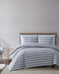 Truly Soft Maddow Stripe Grey Duvet Cover Set Home