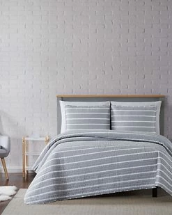 Truly Soft Maddow Stripe Grey Quilt Set Home