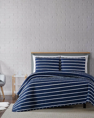 Truly Soft Maddow Stripe Navy 3pc Quilt Set Home