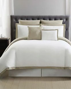 Truly Soft Everyday Hotel Border White & Khaki 7pc Comforter Set Home