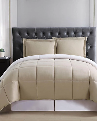 Truly Soft Everyday Khaki & Ivory Reversible Comforter Set Home