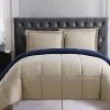 Truly Soft Everyday Khaki & Navy Reversible Comforter Set Home