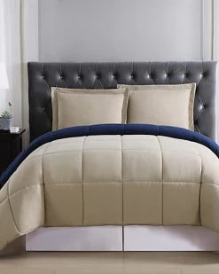 Truly Soft Everyday Khaki & Navy Reversible Comforter Set Home
