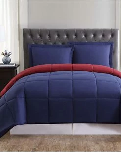 Truly Soft Everyday Navy & Burgundy Reversible Comforter Set Home