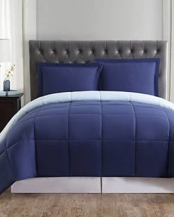 Truly Soft Everyday Navy & Light Blue Reversible Comforter Set Home
