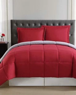 Truly Soft Everyday Red & Grey Reversible Comforter Set Home