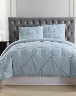 Truly Soft Pleated Light Blue Comforter Set Home