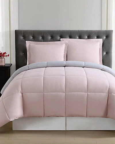 Truly Soft Everyday Blush & Silver Grey Reversible Comforter Set Home