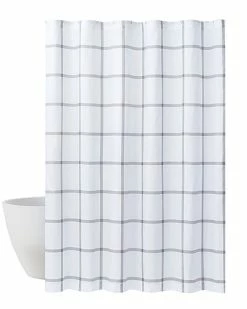 Truly Soft Printed Windowpane White Shower Curtain Home