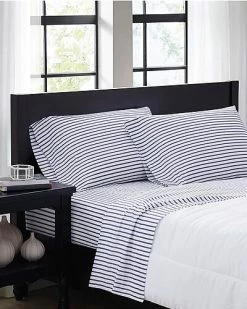 Truly Soft Pinstripe White Navy Sheet Set Home