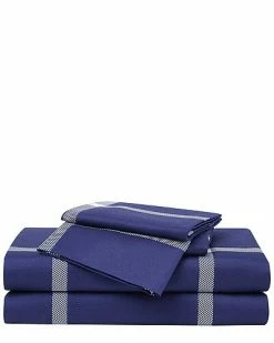 Truly Soft Printed Windowpane Navy White Sheet Set Home